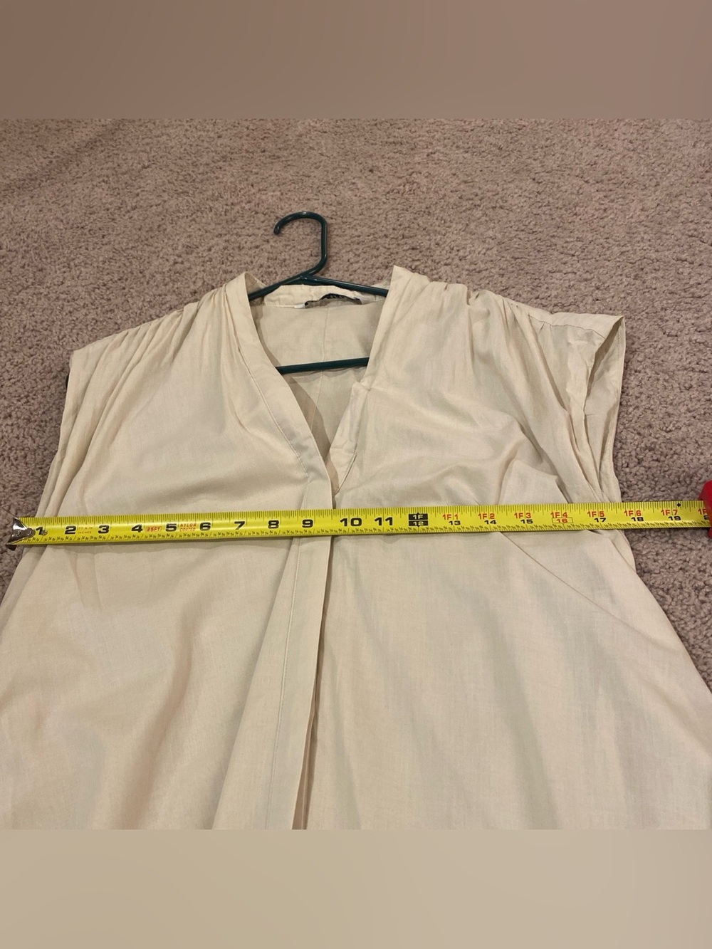 ZARA 100% COTTON BELTED WRINKLED DRESS BEIGE XS WOMAN SS24 ZW COLLECTION - Picture 15 of 16